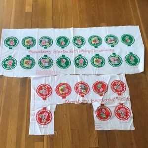 Vintage Retro Strawberry Shortcake cut and sew fabric Christmas ornament panels